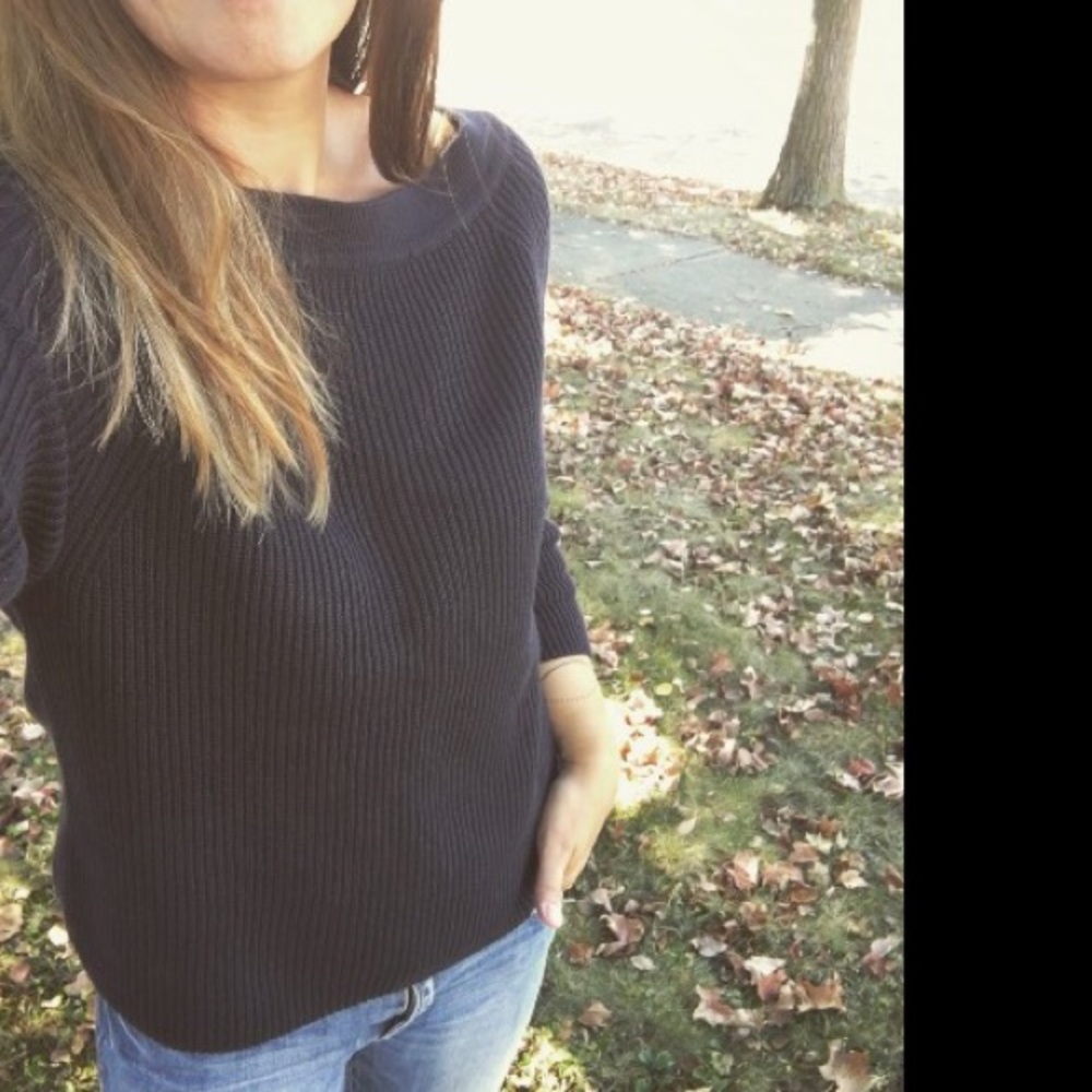 NAVY J. Crew Relaxed Boatneck Sweater